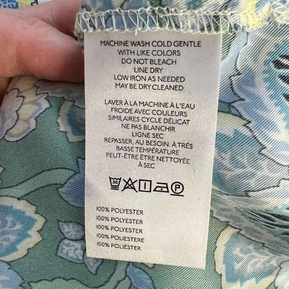 Maeve Anthropologie Boho Long Sleeved Scarf Blouse in a Green Pattern NWT - Picture 7 of 7